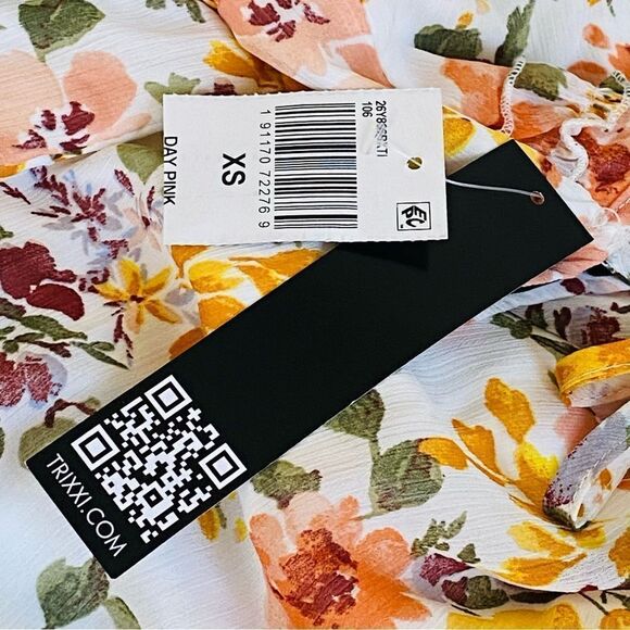 Trixxi Ruffled Spaghetti Strap Sleeveless Floral Print Mini Dress Sz XS NWT - Picture 12 of 15